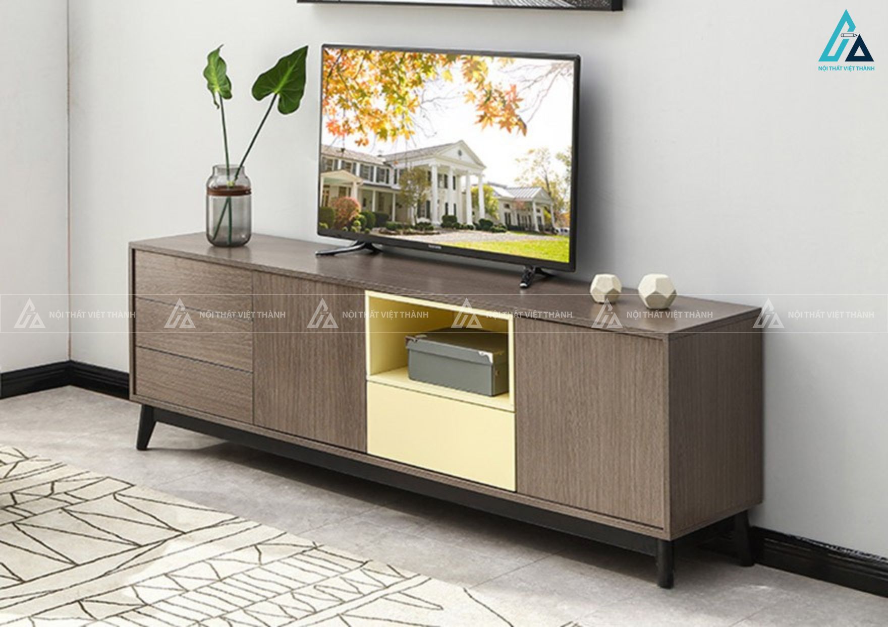 Kệ tivi gỗ công nghiệp thiết kế chân cao hiện đại tiện dụng 1