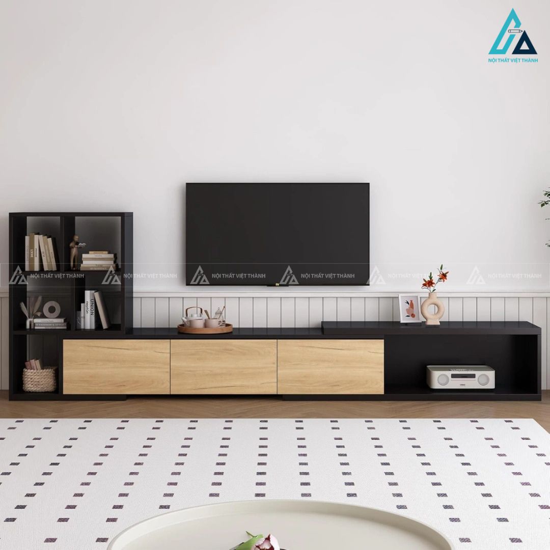 Kệ tivi gỗ công nghiệp phối màu tương phản hiện đại đa năng 1