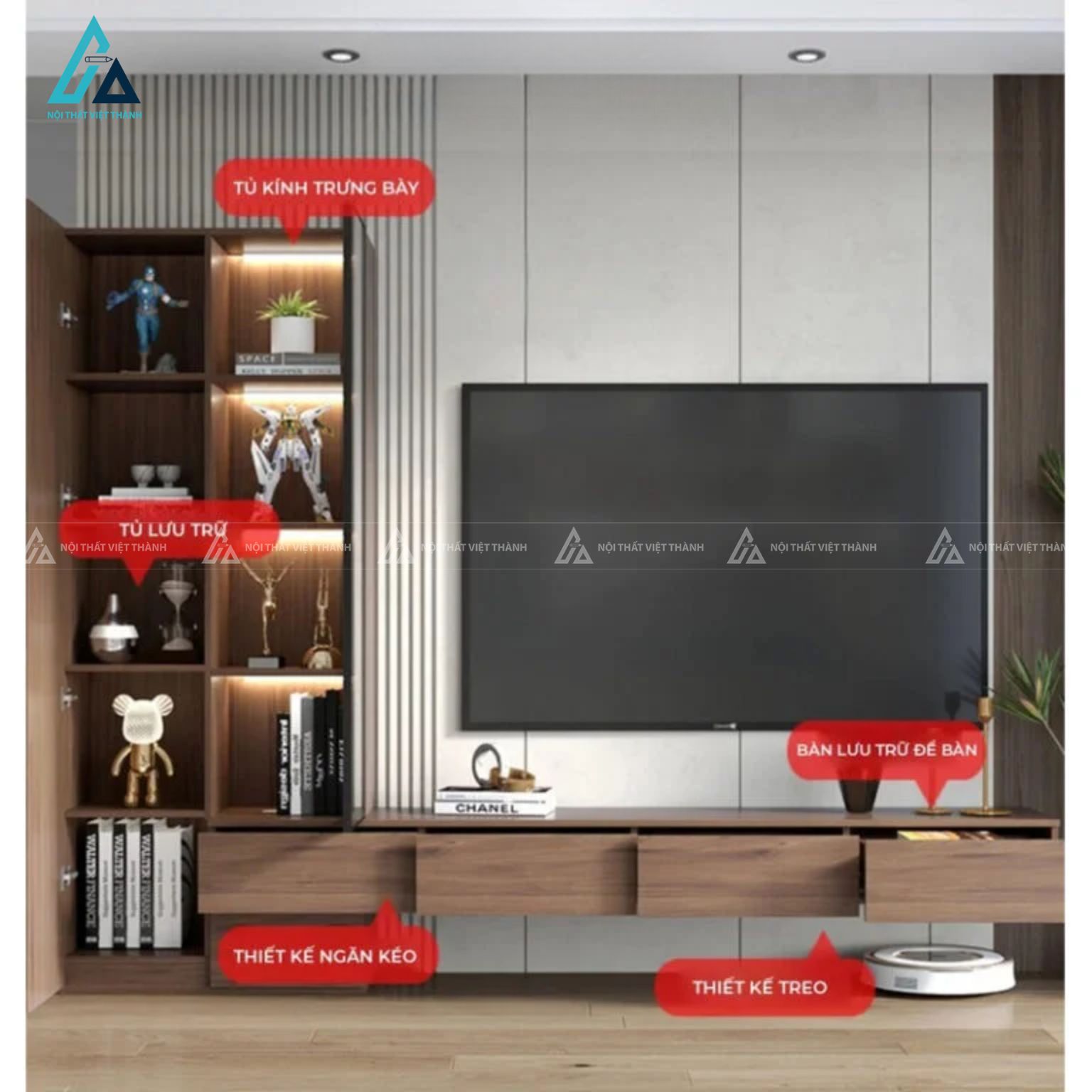 Kệ tivi treo tường gỗ công nghiệp kiểu dáng hiện đại sang trọng 1