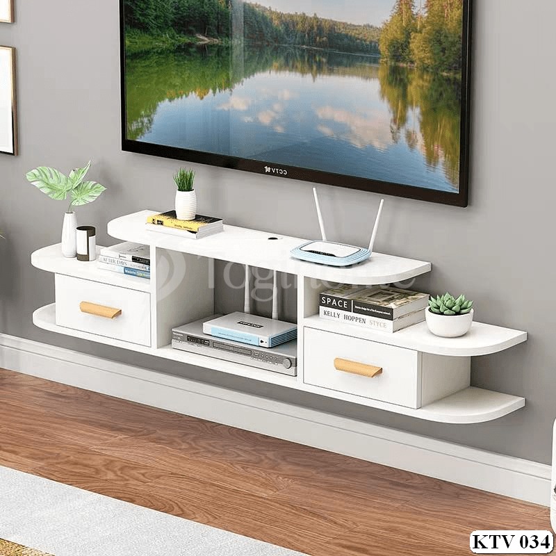 Kệ tivi treo tường nhiều tầng có ngăn kéo thông minh hiện đại 2