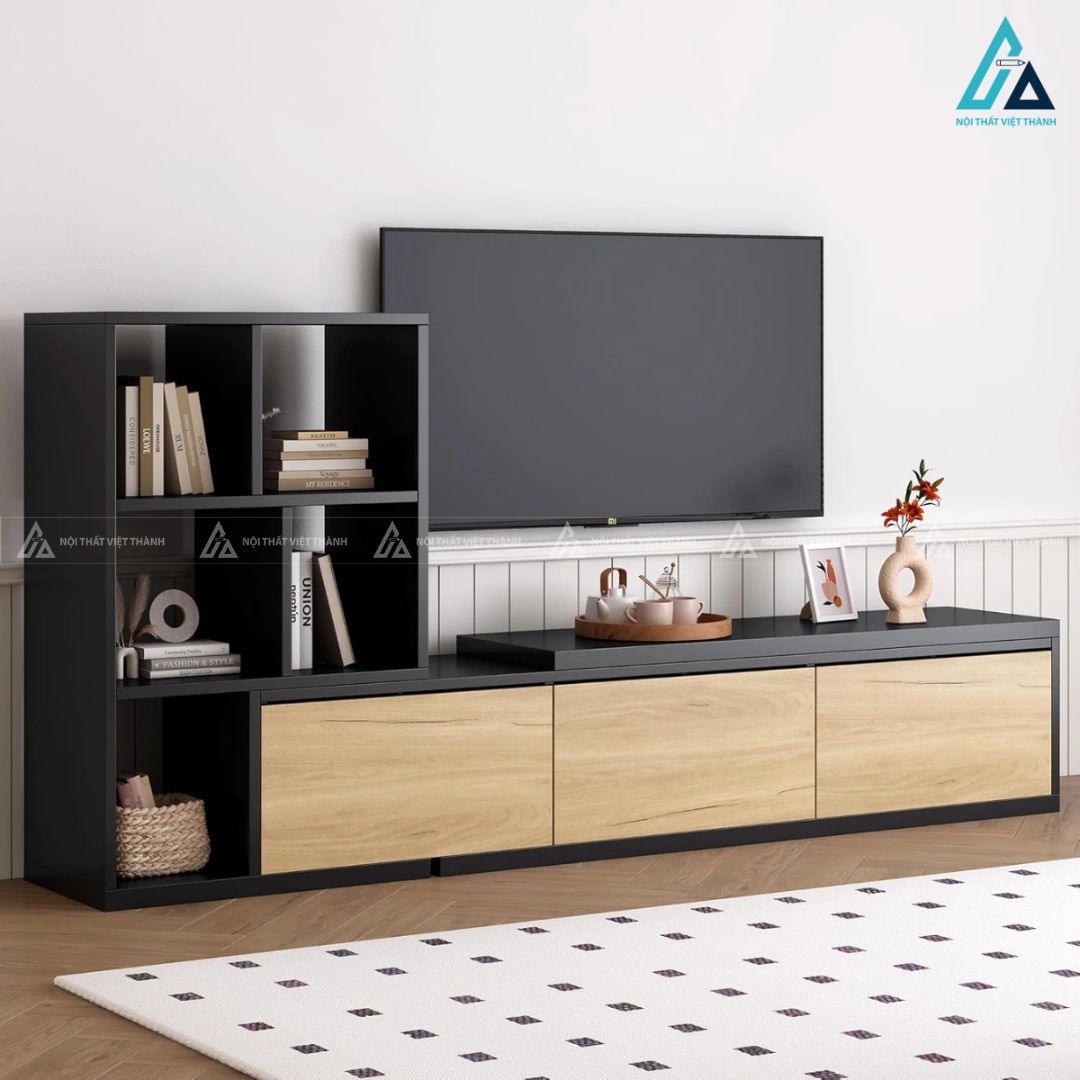 Kệ tivi gỗ công nghiệp phối màu tương phản hiện đại đa năng 2
