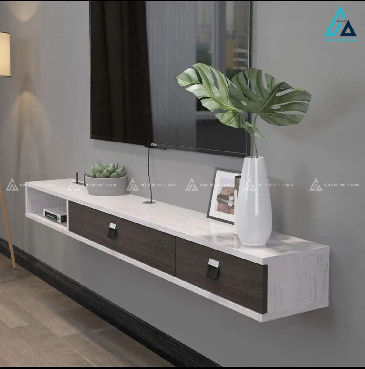 Kệ tivi treo tường thiết kế tối giản hiện đại tiết kiệm diện tích 2