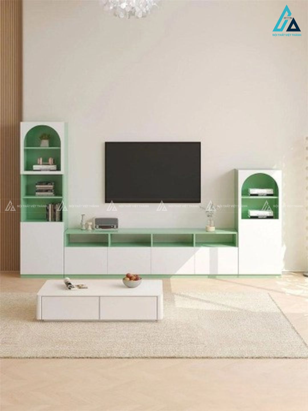 Bộ kệ tivi kết hợp tủ đứng hình vòm phong cách hiện đại tinh tế 3