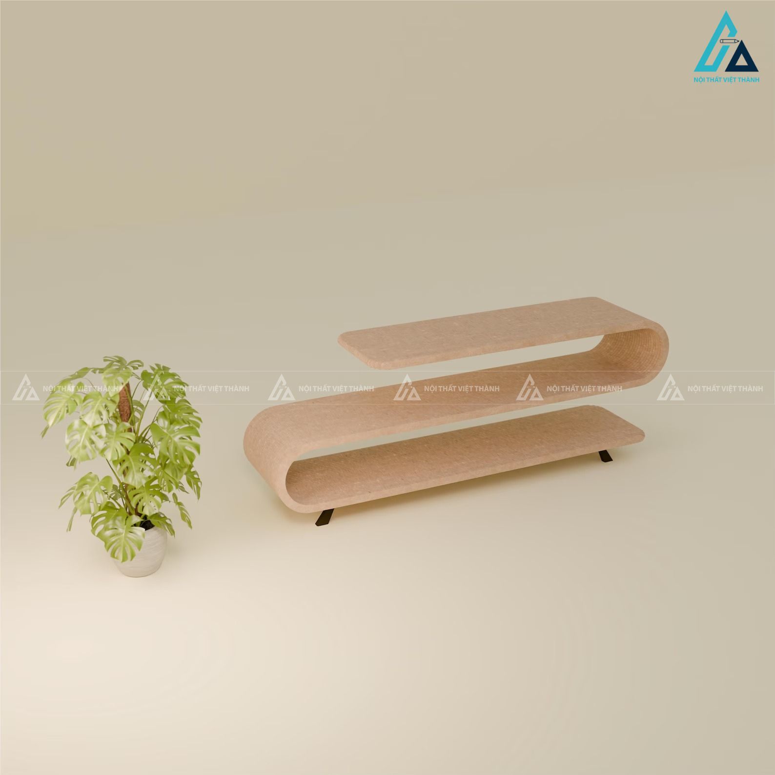 Kệ tivi gỗ công nghiệp kiểu dáng chữ s uốn lượn độc đáo 3