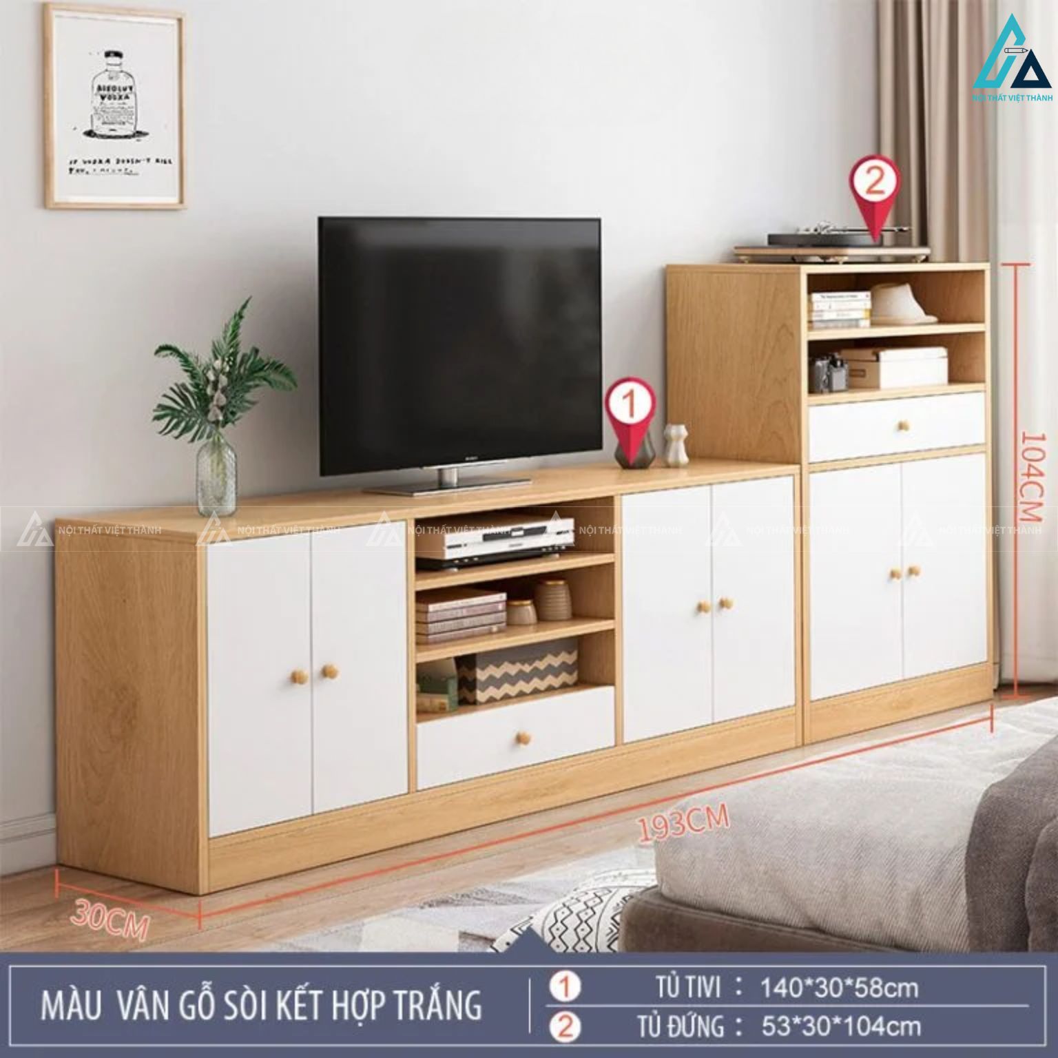 Kệ tivi gỗ công nghiệp đa năng có tủ trang trí cao cấp