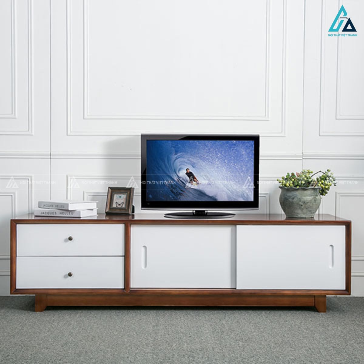Kệ tivi gỗ công nghiệp thiết kế cánh trượt hiện đại thanh lịch