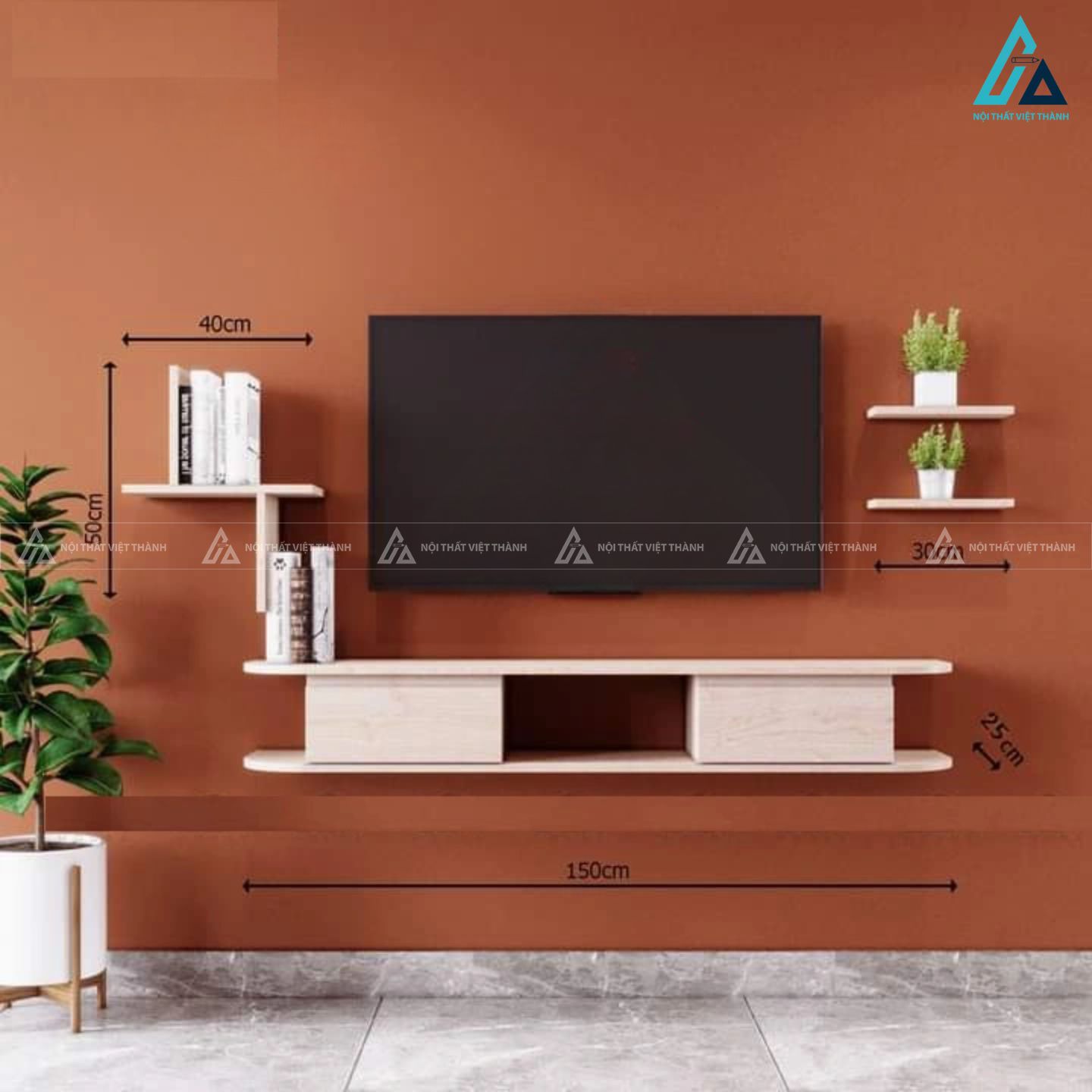 Kệ tivi treo tường thông minh tiết kiệm diện tích cho phòng khách 2