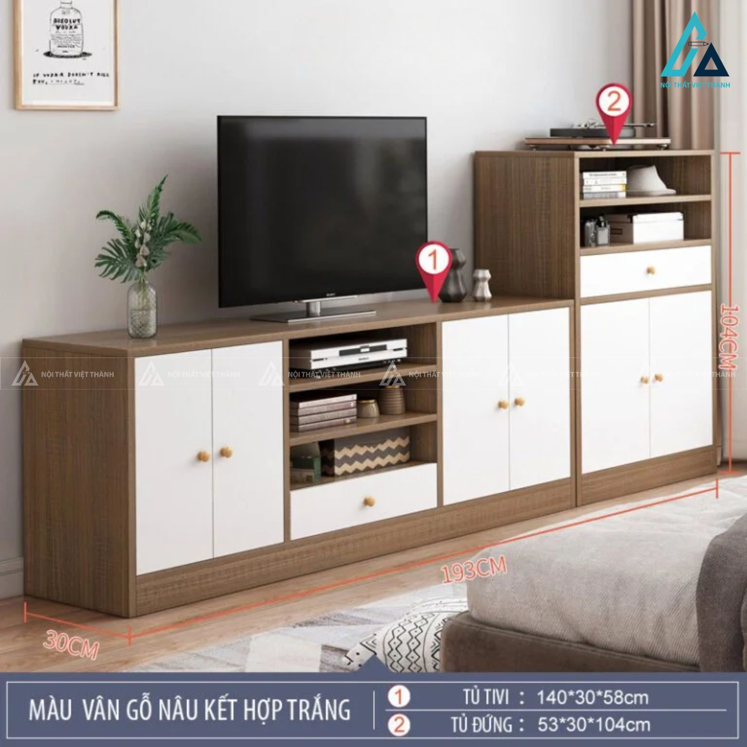 Kệ tivi gỗ công nghiệp đa năng có tủ trang trí cao cấp 3