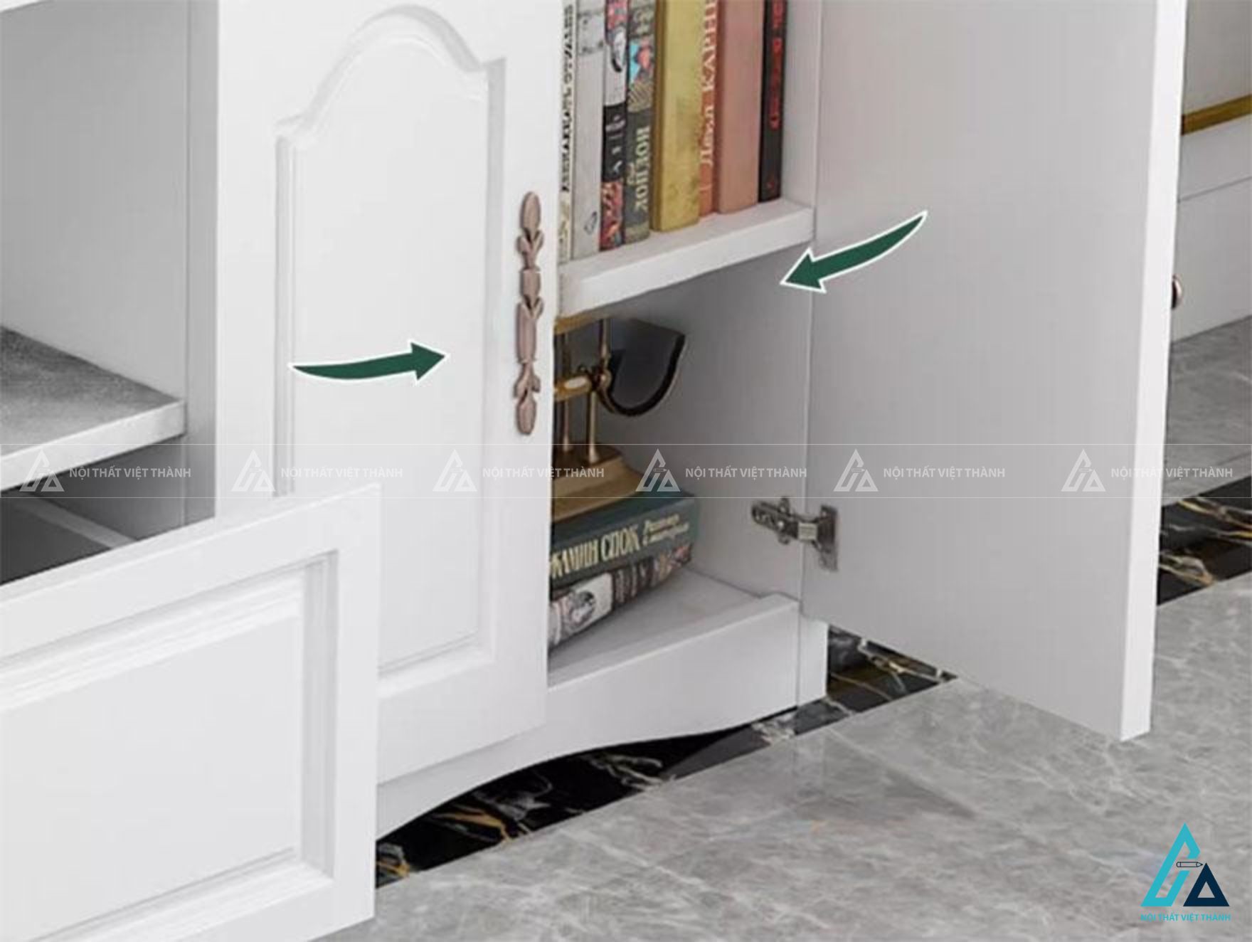 Kệ tivi gỗ công nghiệp hiện đại thiết kế kết hợp tủ trang trí 3