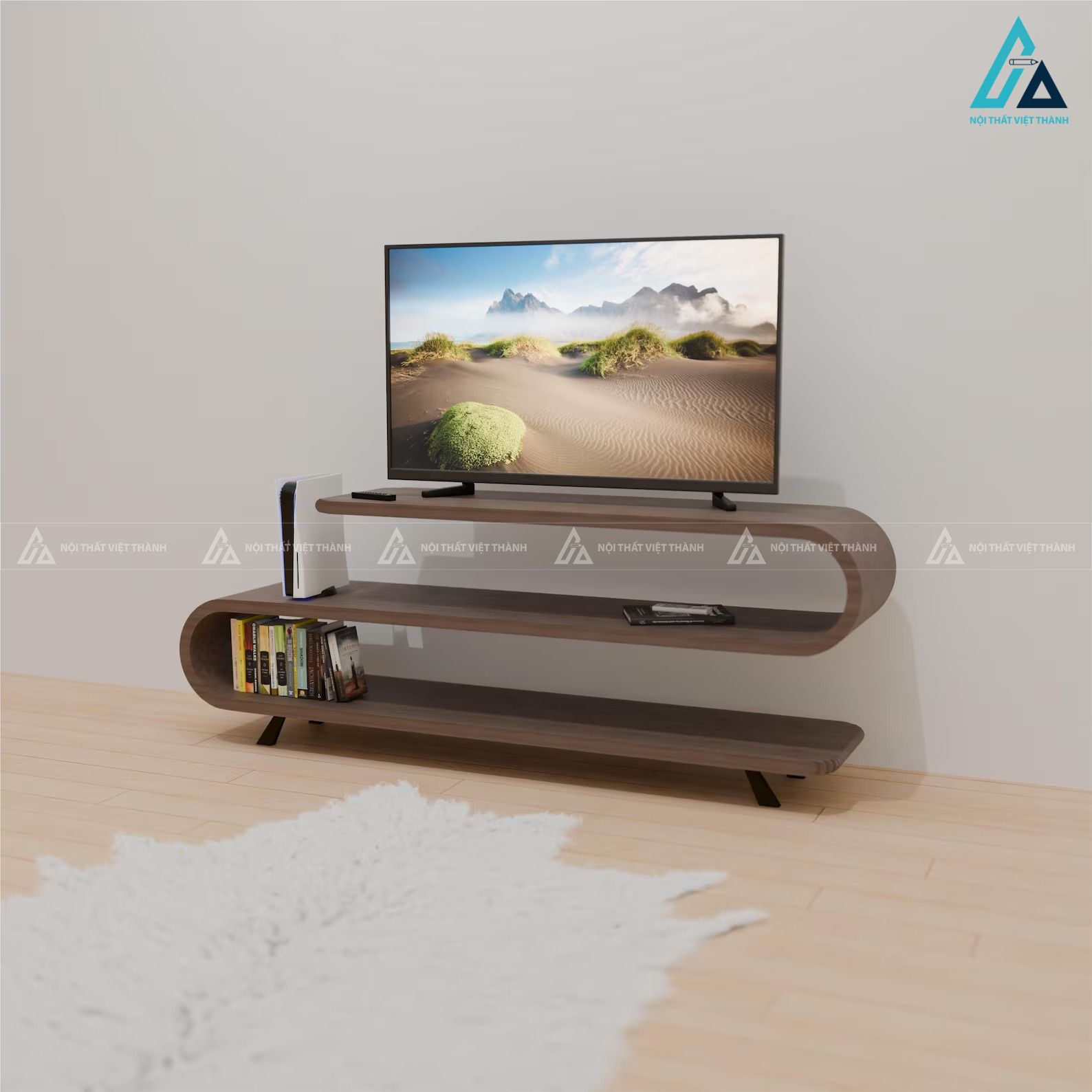 Kệ tivi gỗ công nghiệp kiểu dáng chữ s uốn lượn độc đáo