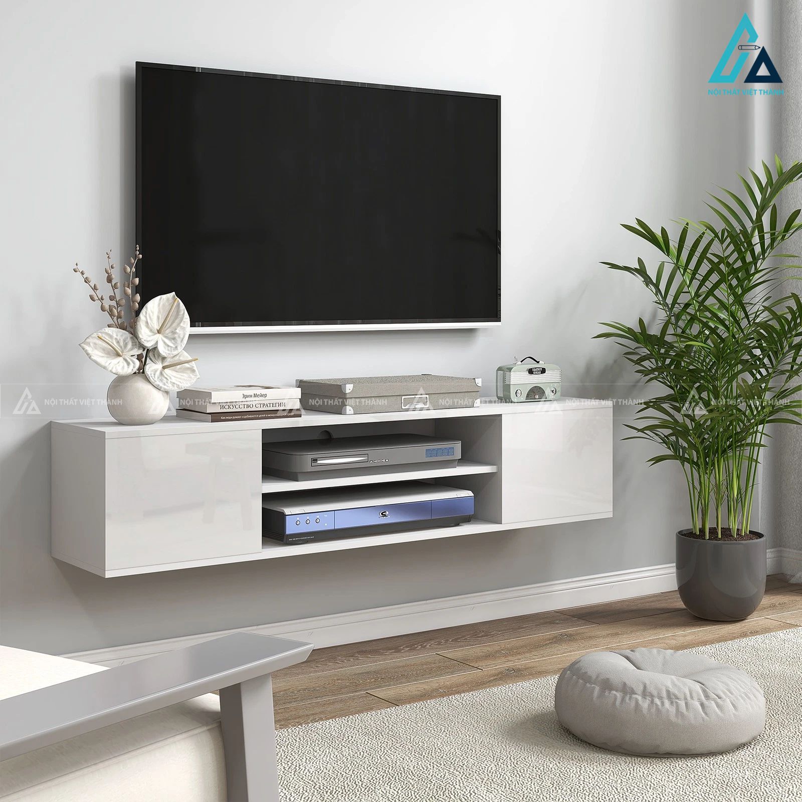 Kệ tivi treo tường thiết kế thông minh tối ưu thiết bị giải trí