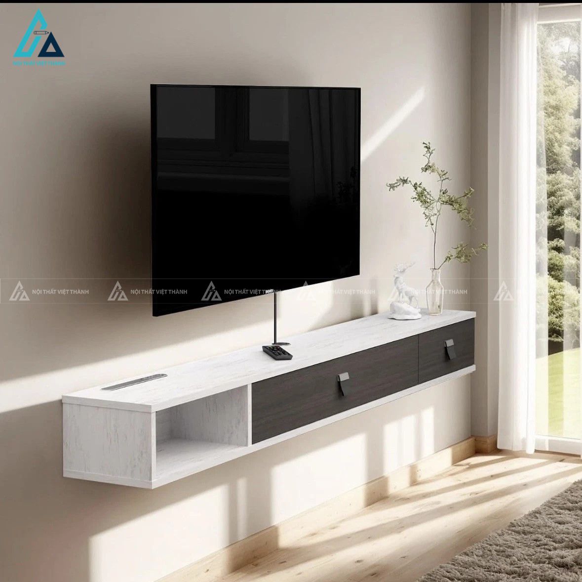 Kệ tivi treo tường thiết kế tối giản hiện đại tiết kiệm diện tích 4