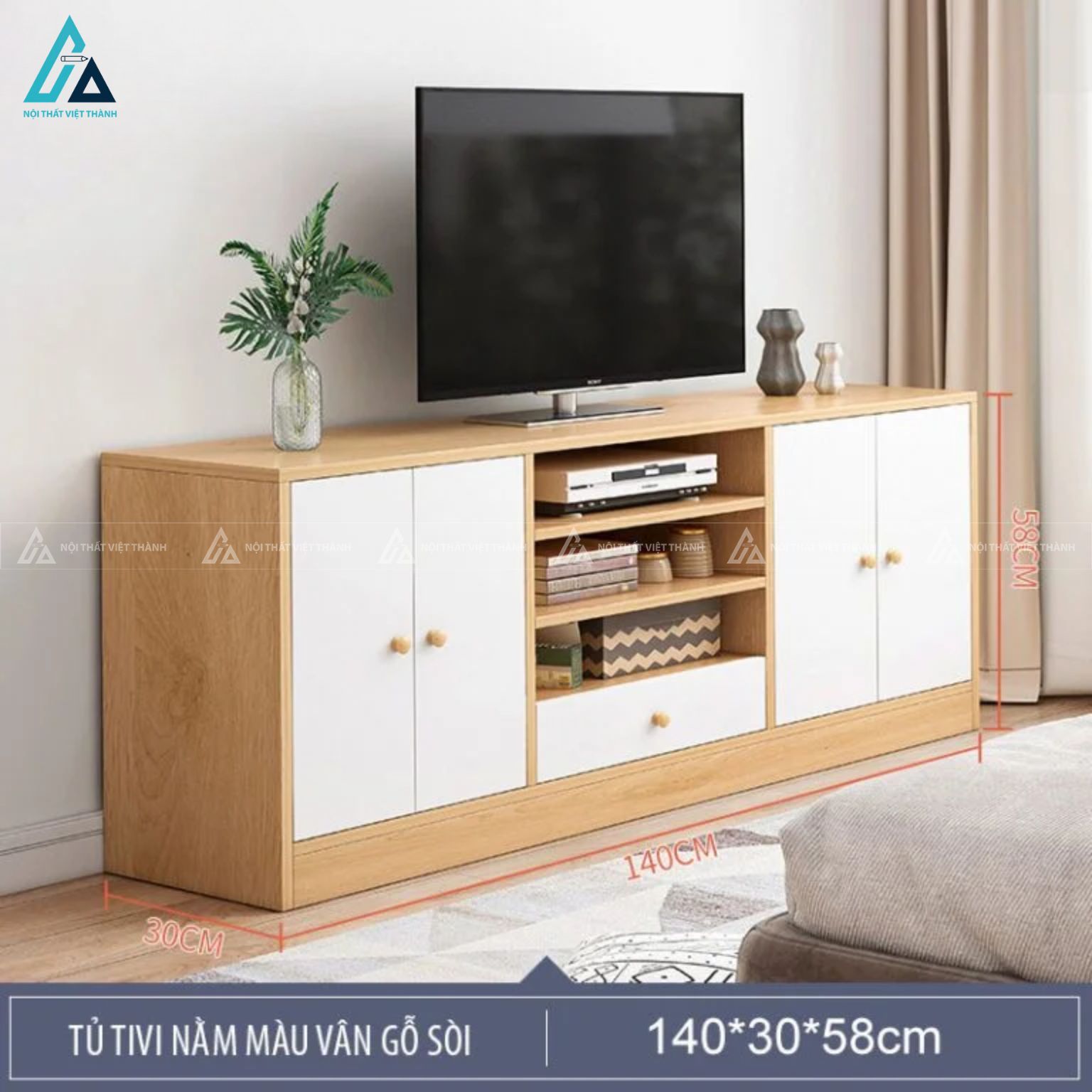Kệ tivi gỗ công nghiệp đa năng có tủ trang trí cao cấp 5