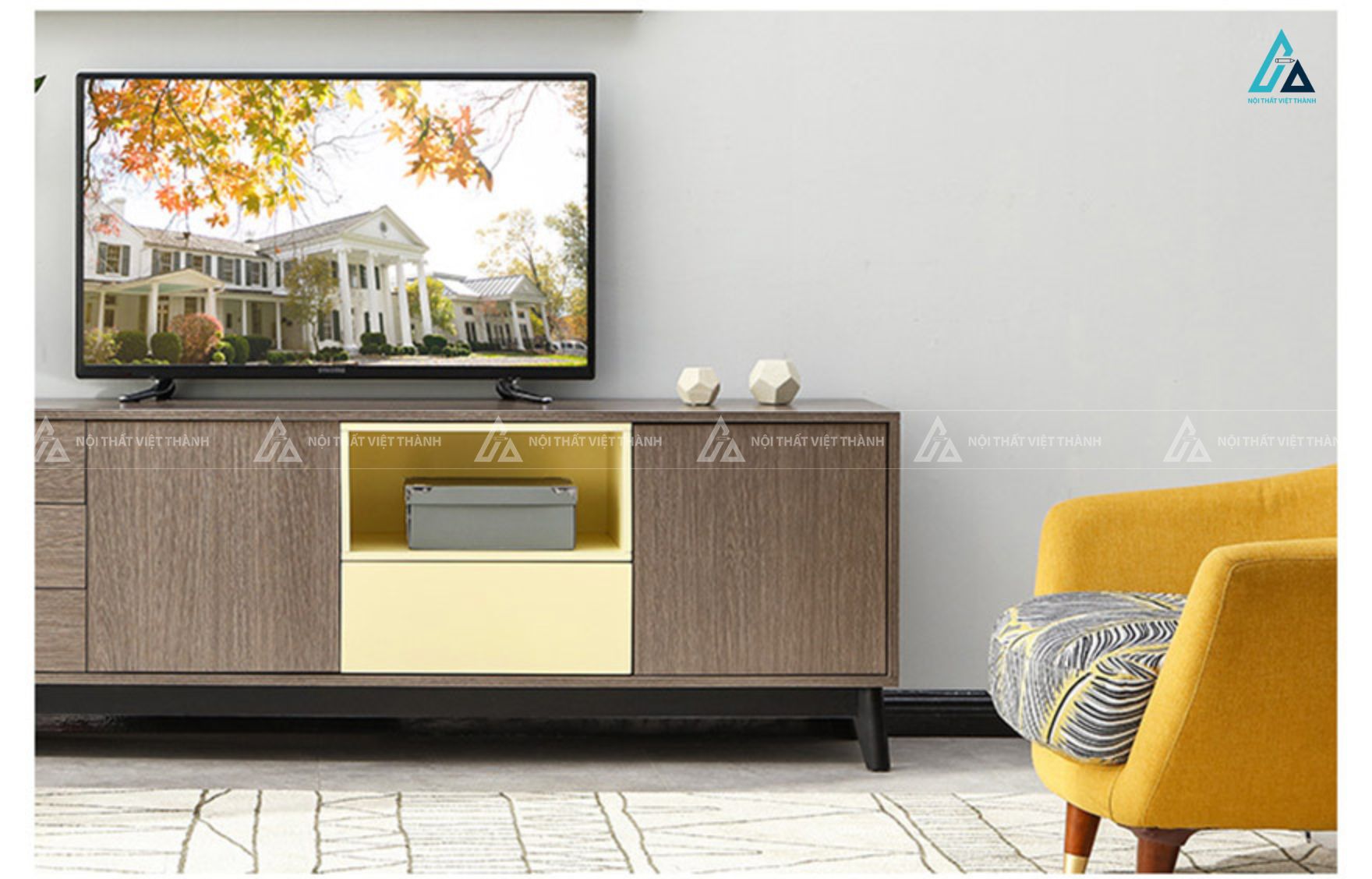 Kệ tivi gỗ công nghiệp thiết kế chân cao hiện đại tiện dụng 5