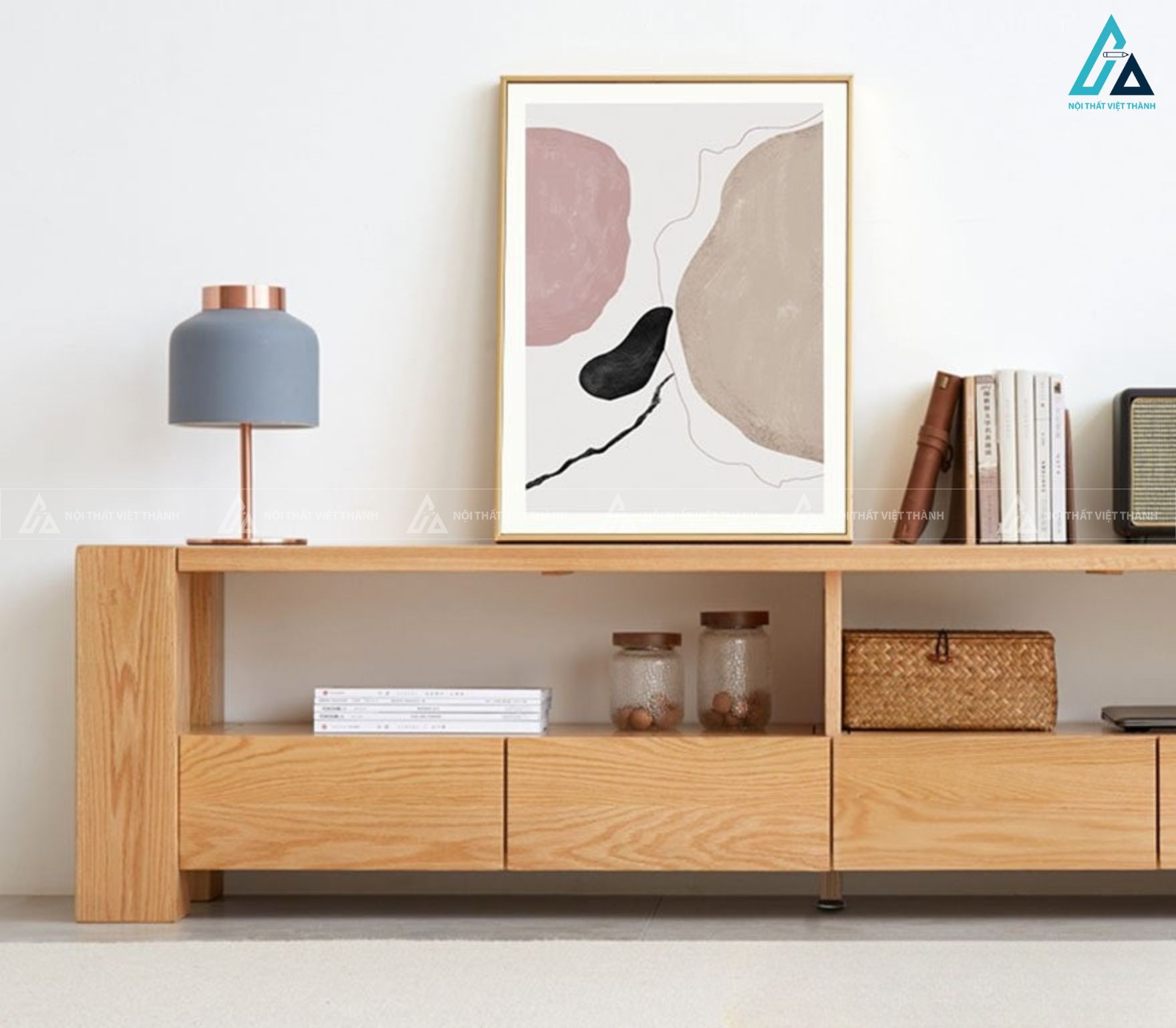 Kệ tivi gỗ tự nhiên thiết kế hiện đại tối ưu không gian lưu trữ 4