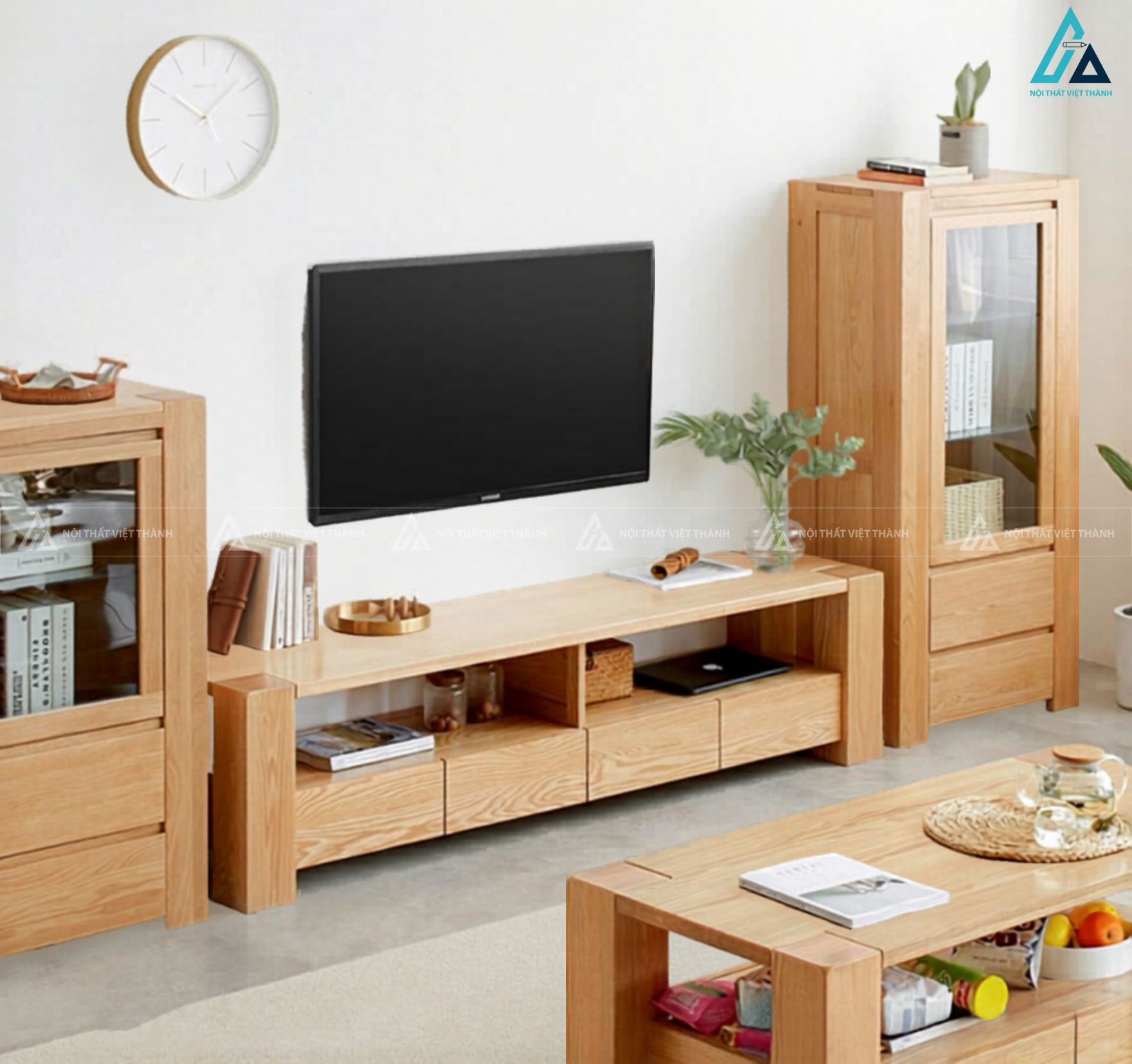 Kệ tivi gỗ tự nhiên thiết kế hiện đại tối ưu không gian lưu trữ 5