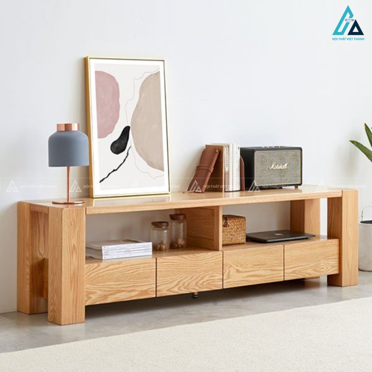Kệ tivi gỗ tự nhiên thiết kế hiện đại tối ưu không gian lưu trữ