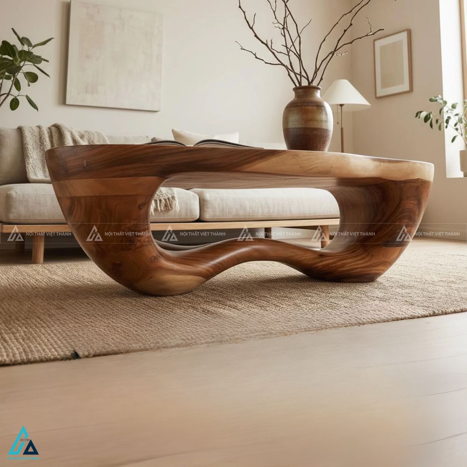 Bàn trà gỗ nguyên khối dáng uốn lượn nghệ thuật đẳng cấp 1