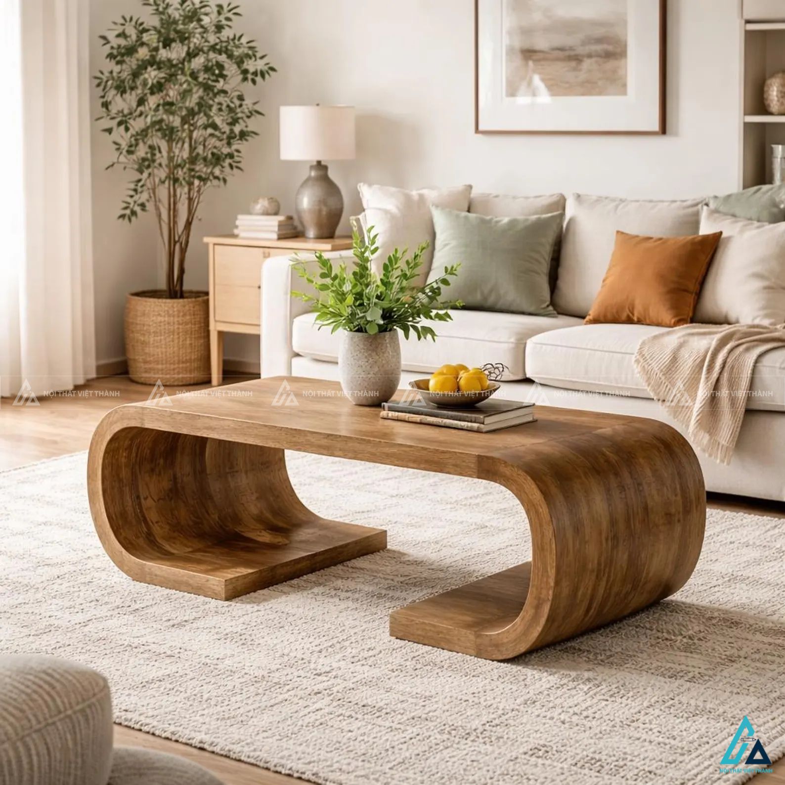 Bàn trà uốn cong nghệ thuật thiết kế tối giản hiện đại