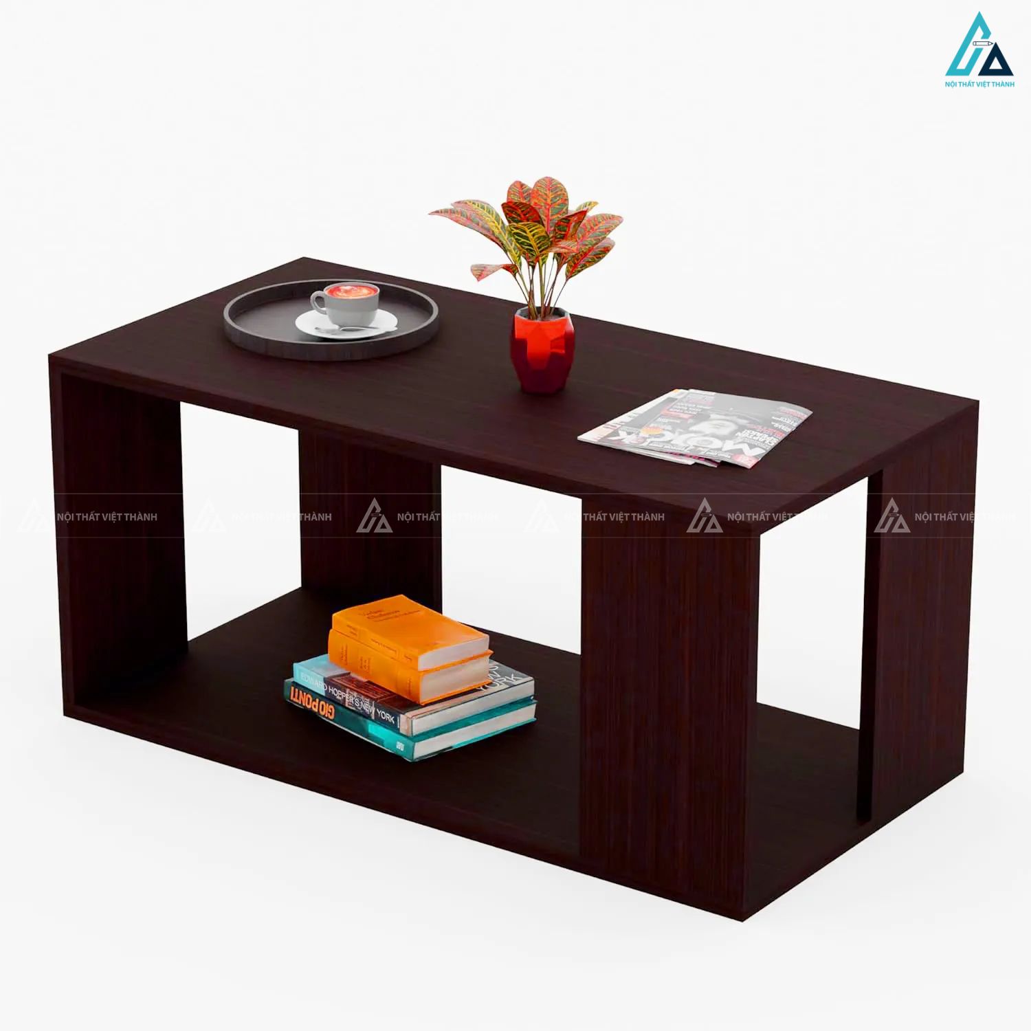 Bàn trà gỗ hai tầng tối giản cho phòng khách sang trọng 2