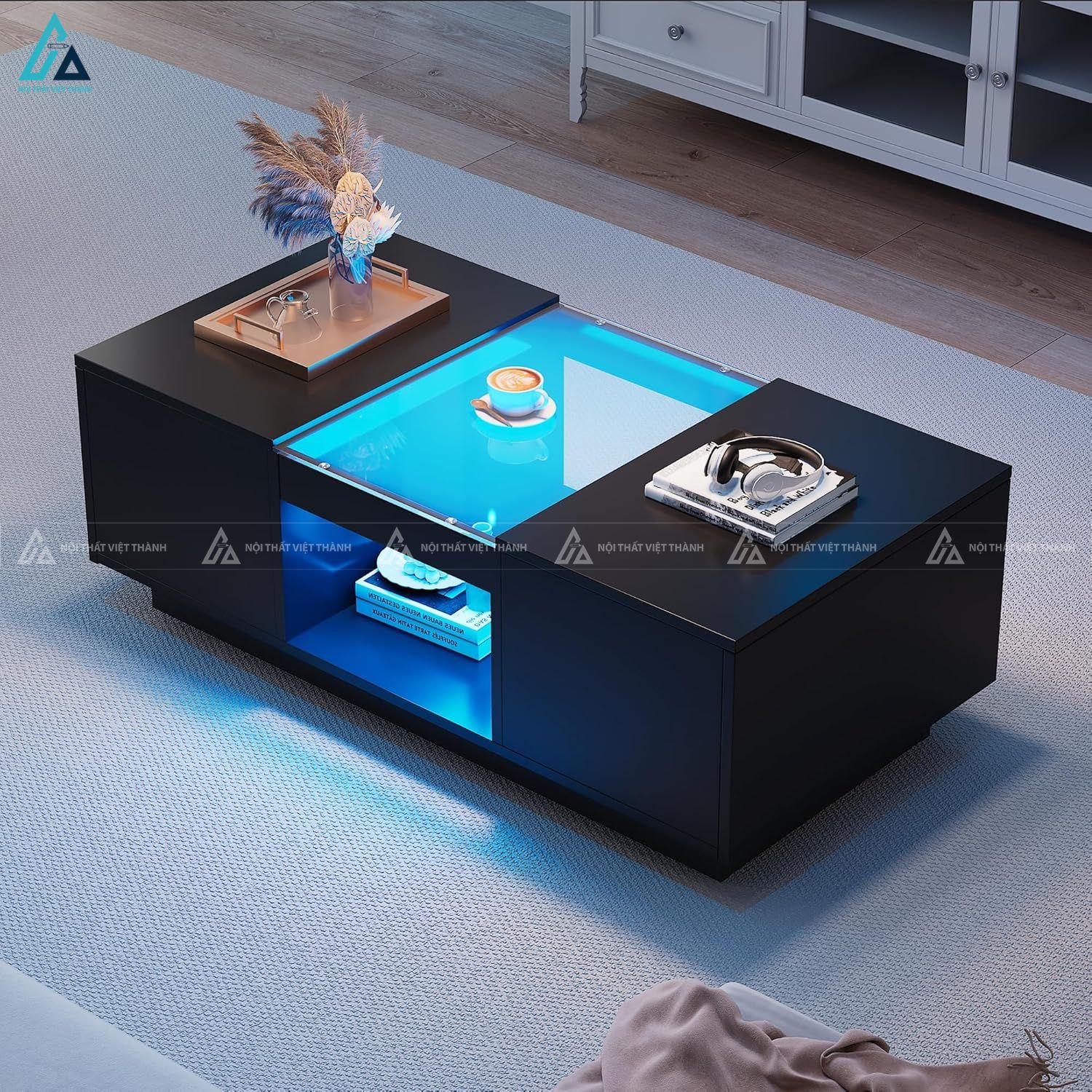Bàn trà thông minh tích hợp đèn led thiết kế hiện đại đẳng cấp