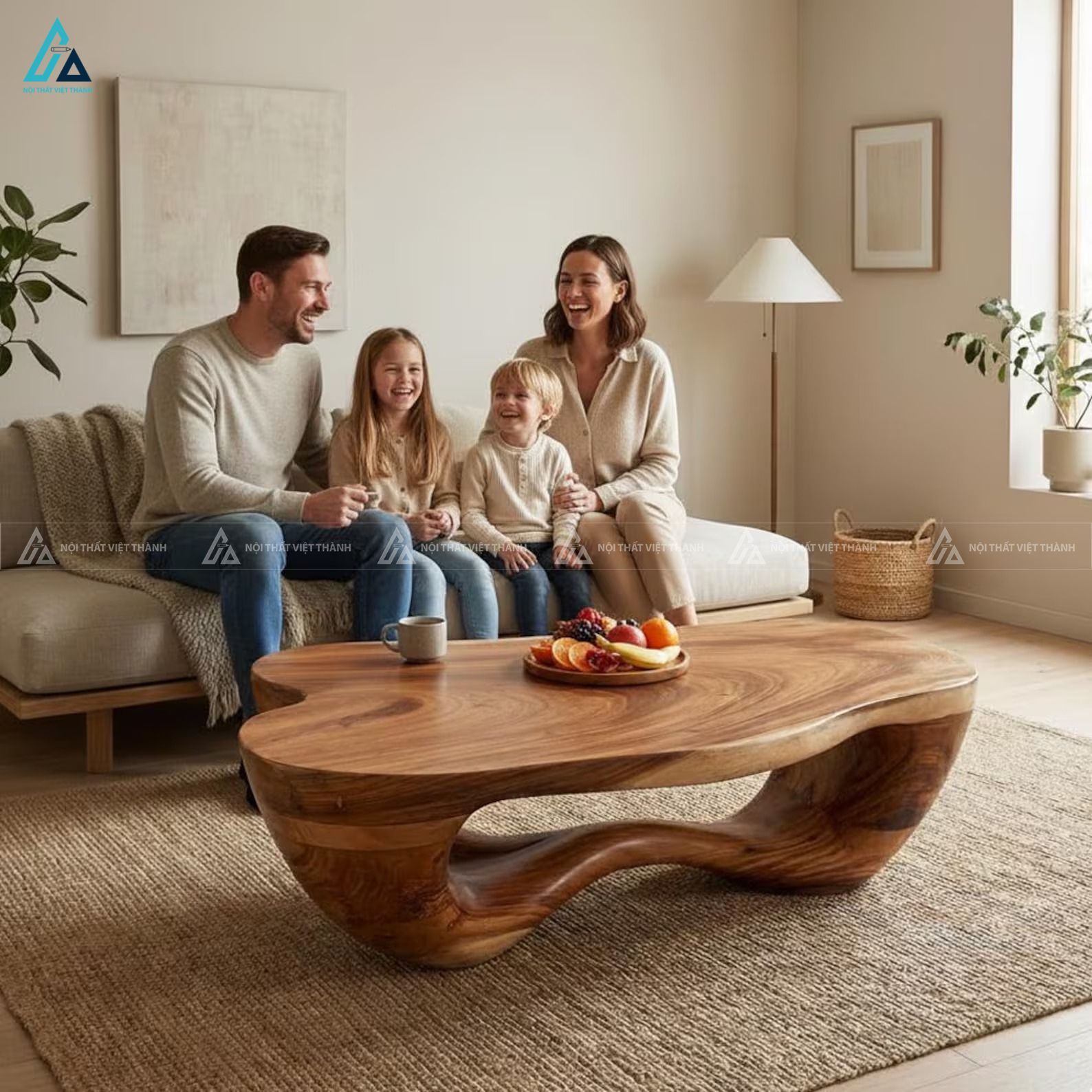 Bàn trà gỗ nguyên khối dáng uốn lượn nghệ thuật đẳng cấp 4