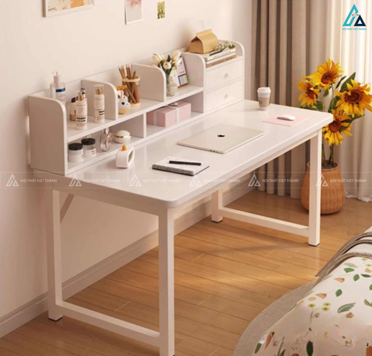 Bàn trang điểm tích hợp bàn làm việc kệ để đồ tiện ích đa năng 1