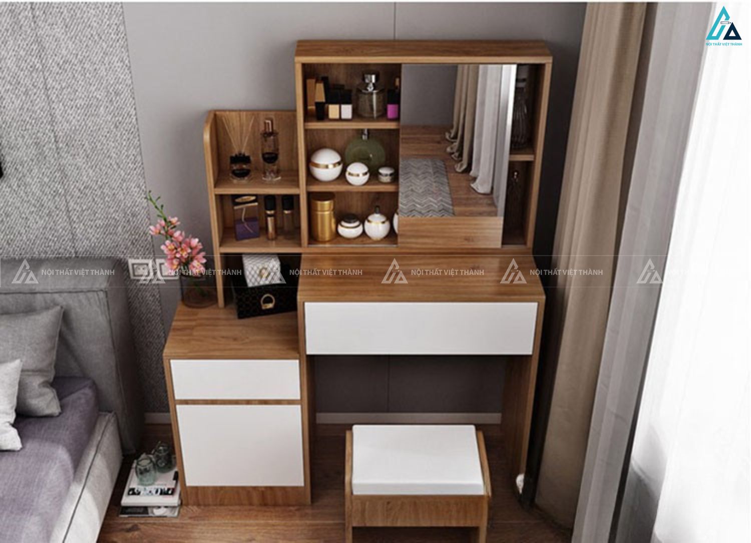 Bộ bàn trang điểm hiện đại có kệ lưu trữ đa năng tiện lợi 1