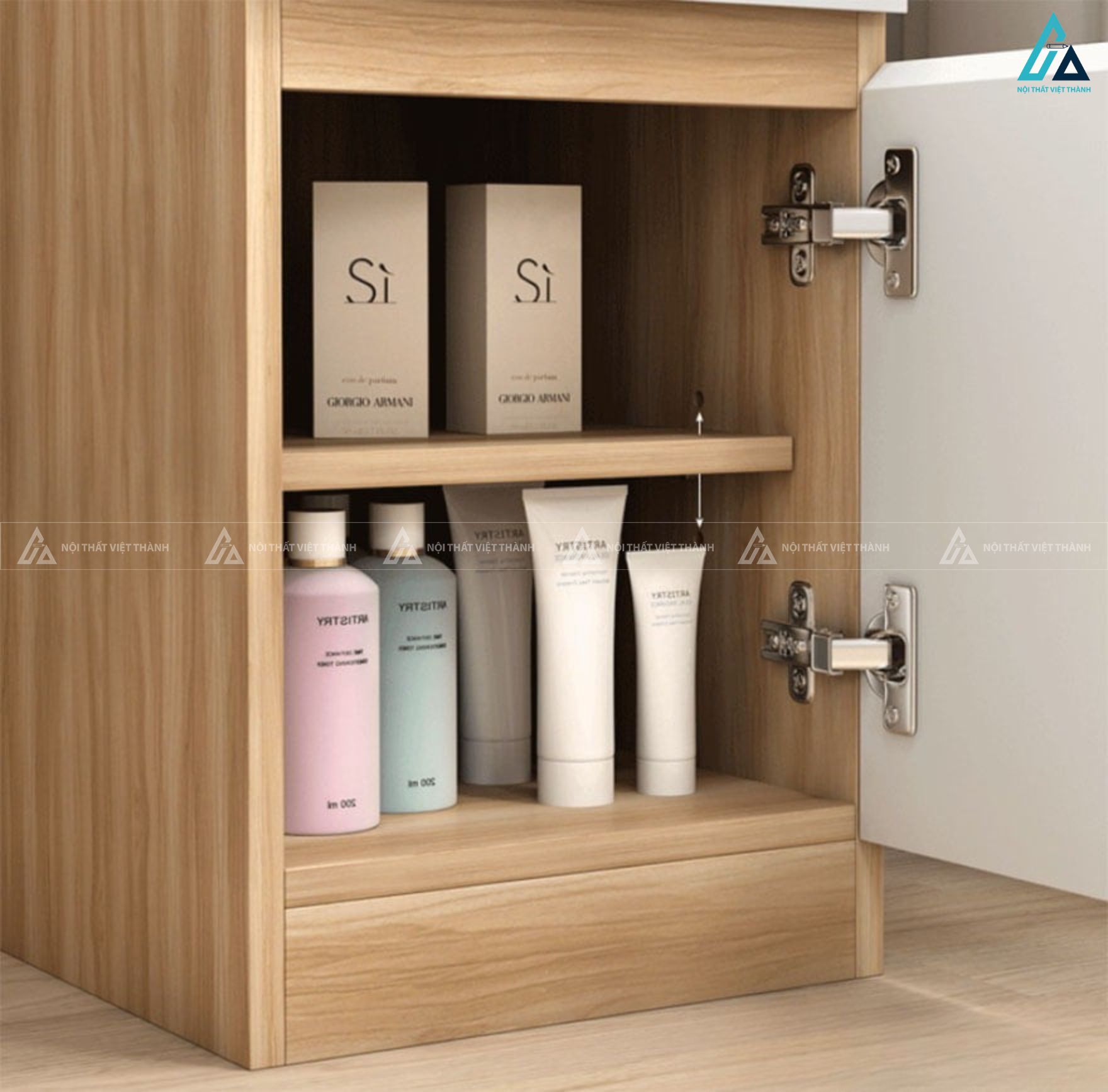 Bàn trang điểm hiện đại tích hợp gương đứng và tủ đựng đồ tiện lợi 2