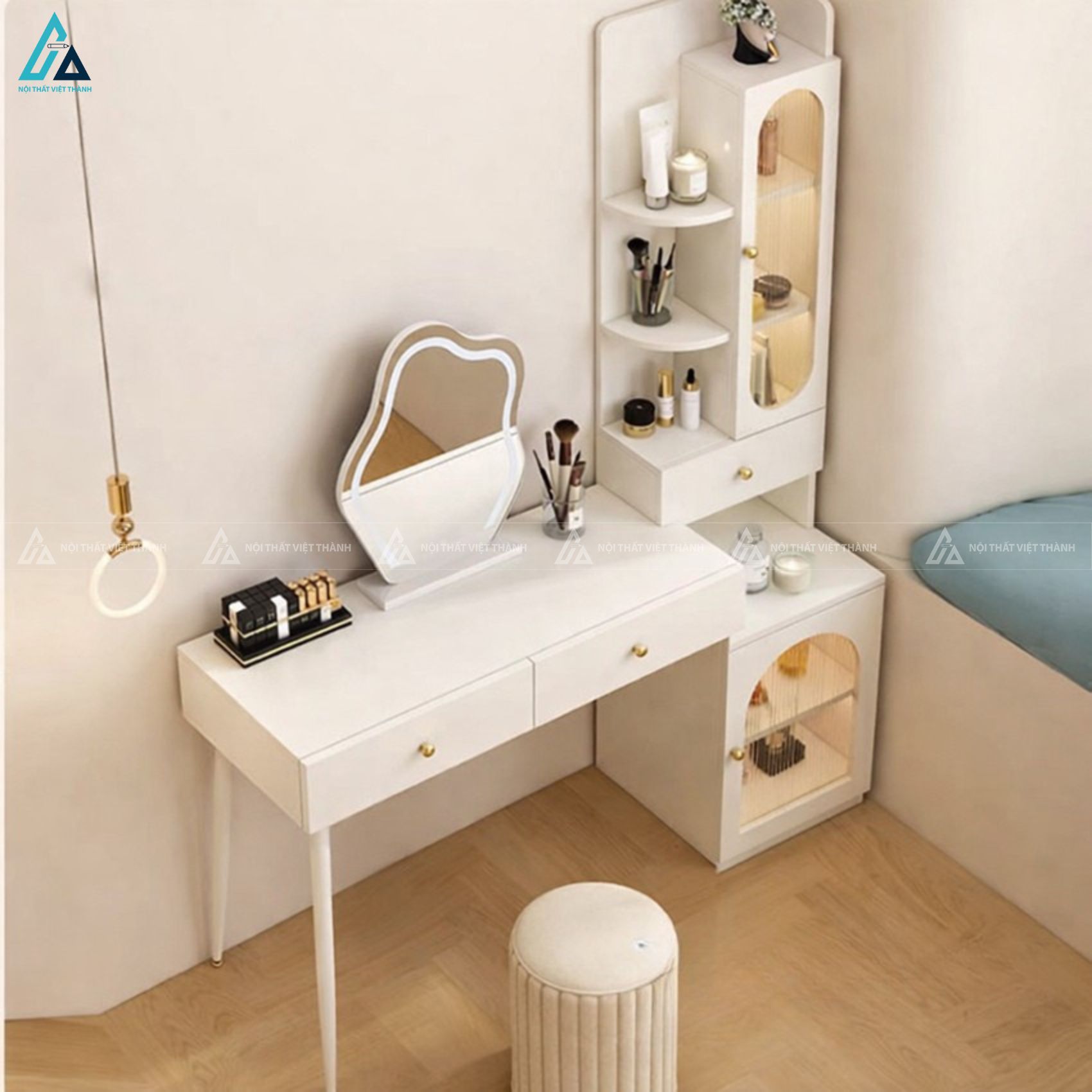 Bàn trang điểm tủ đứng đa năng kết hợp nhiều ngăn lưu trữ 3