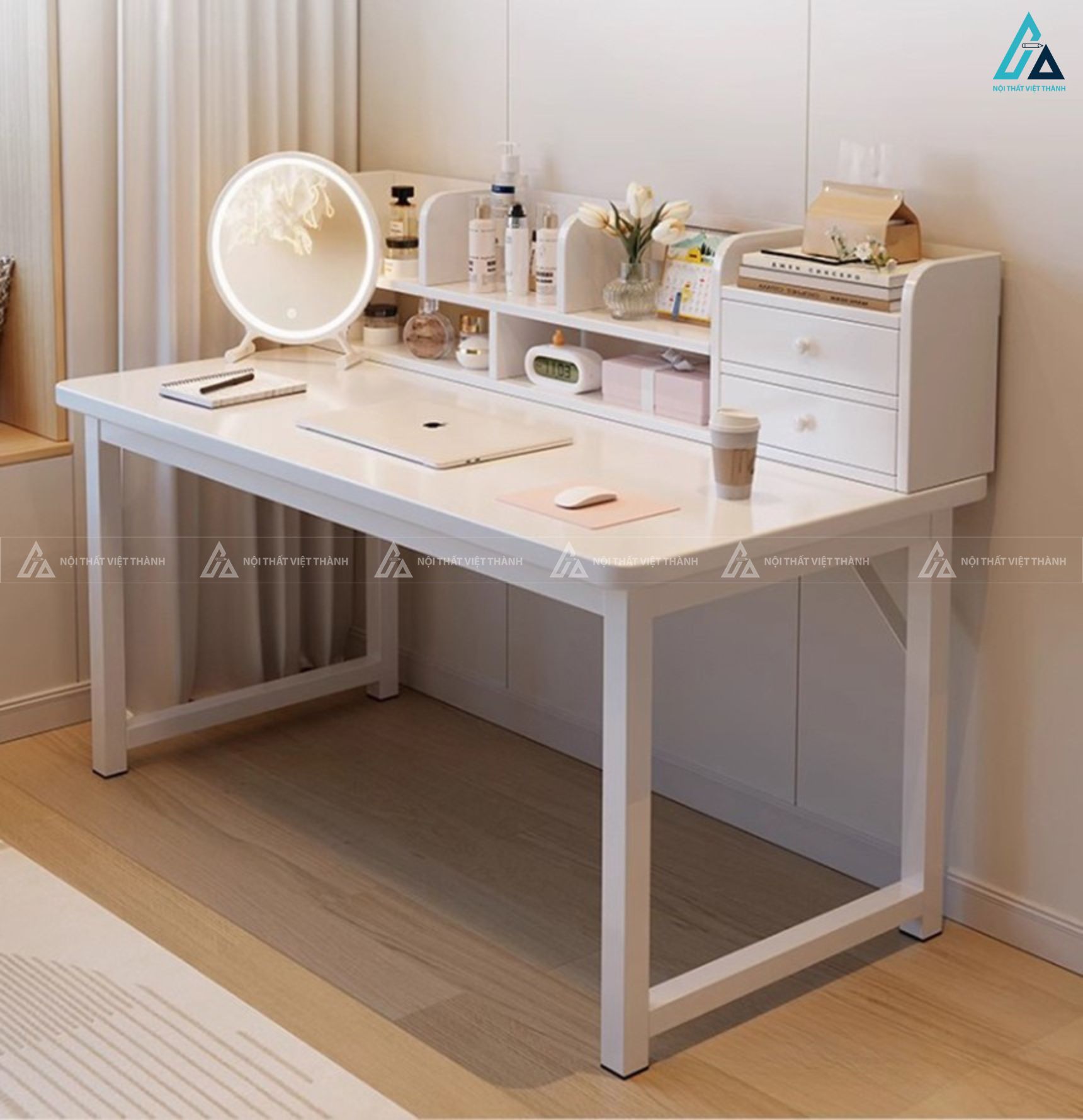 Bàn trang điểm tích hợp bàn làm việc kệ để đồ tiện ích đa năng 2