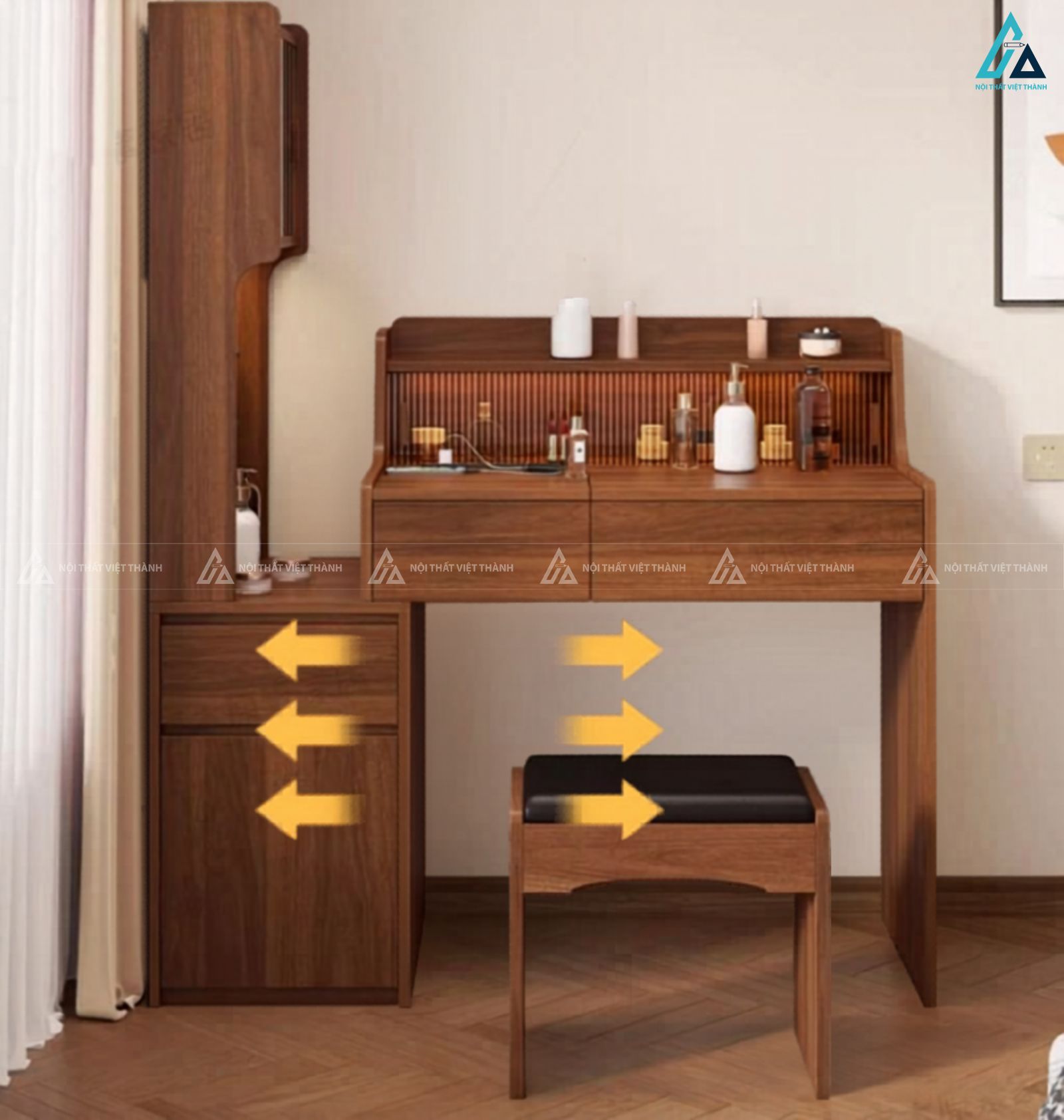 Bàn trang điểm gương lật tích hợp tủ đứng đa năng tiện lợi 3