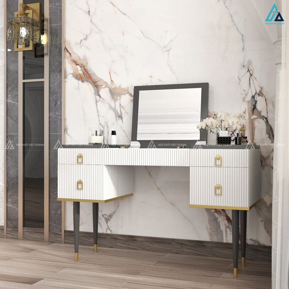 Bàn trang điểm hiện đại có gương lật thông minh nhiều ngăn kéo 2