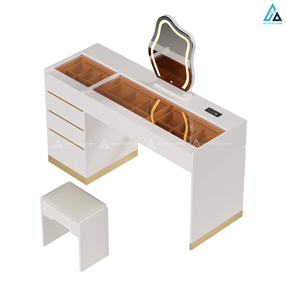 Bộ bàn trang điểm hiện đại thông minh có gương đèn led tiện dụng 3