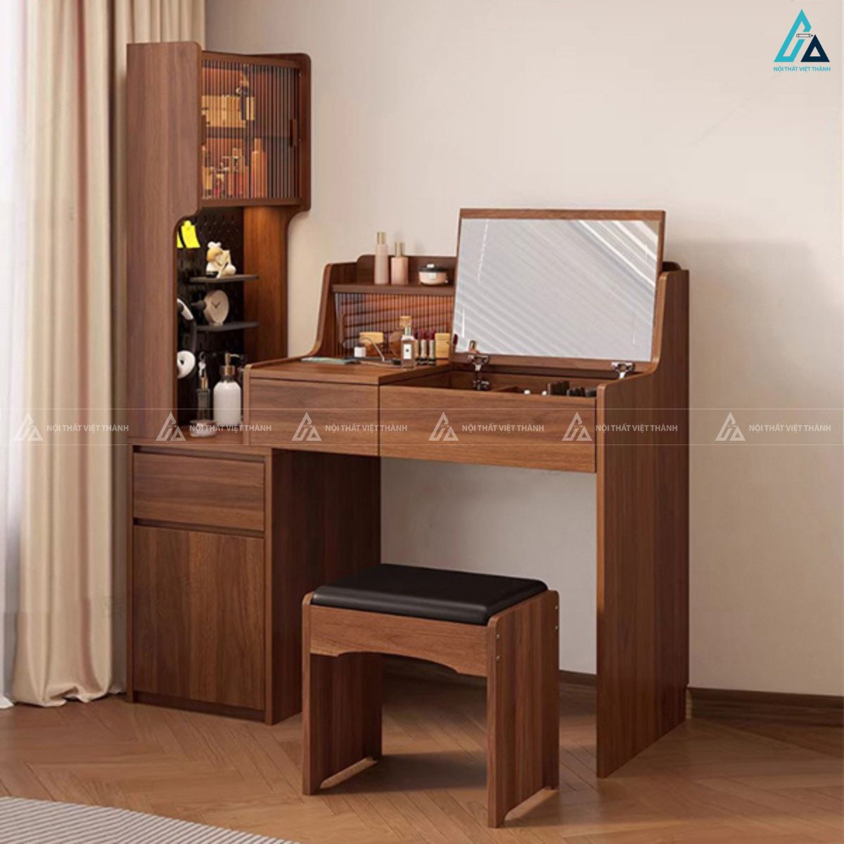 Bàn trang điểm gương lật tích hợp tủ đứng đa năng tiện lợi 4