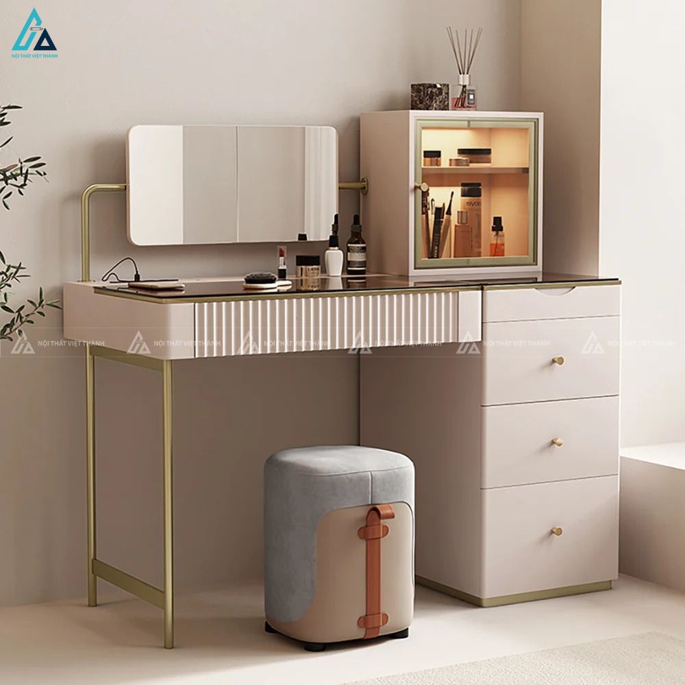 Bàn trang điểm kết hợp tủ trưng bày mỹ phẩm đa năng sang trọng 4