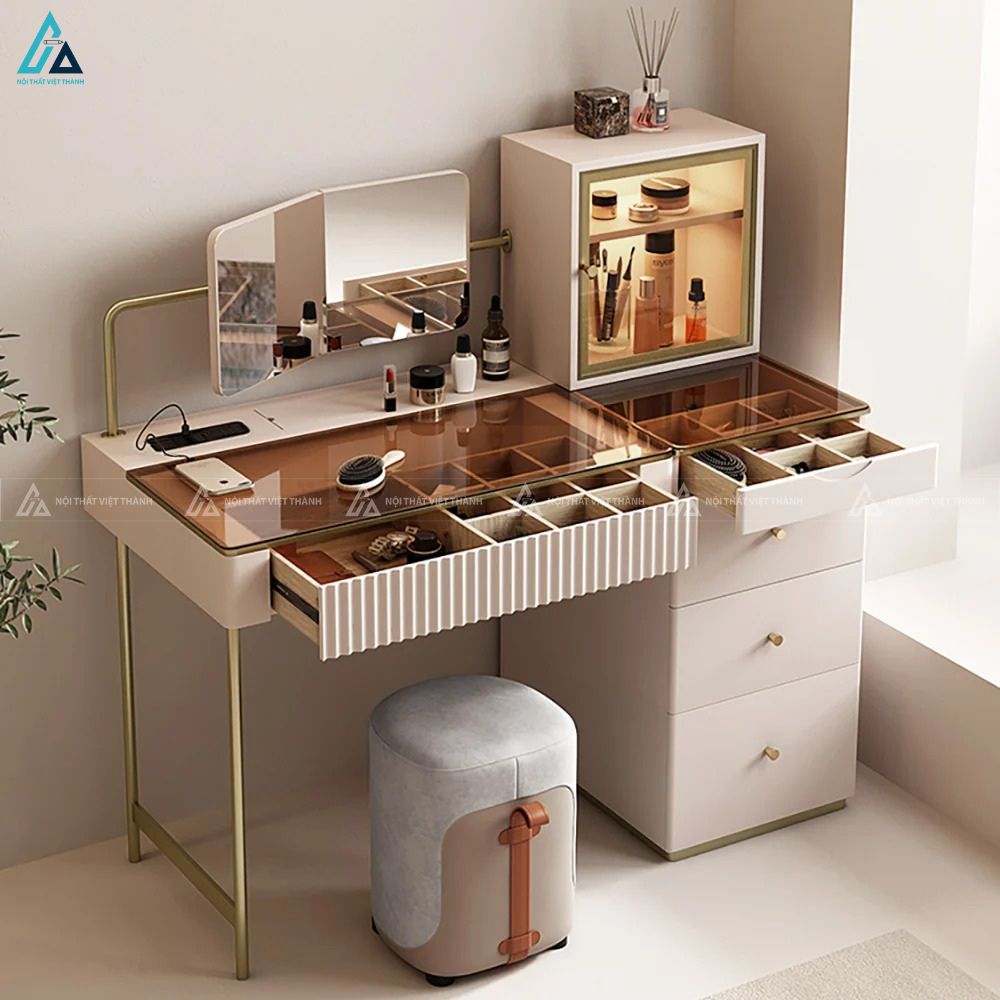 Bàn trang điểm kết hợp tủ trưng bày mỹ phẩm đa năng sang trọng 6