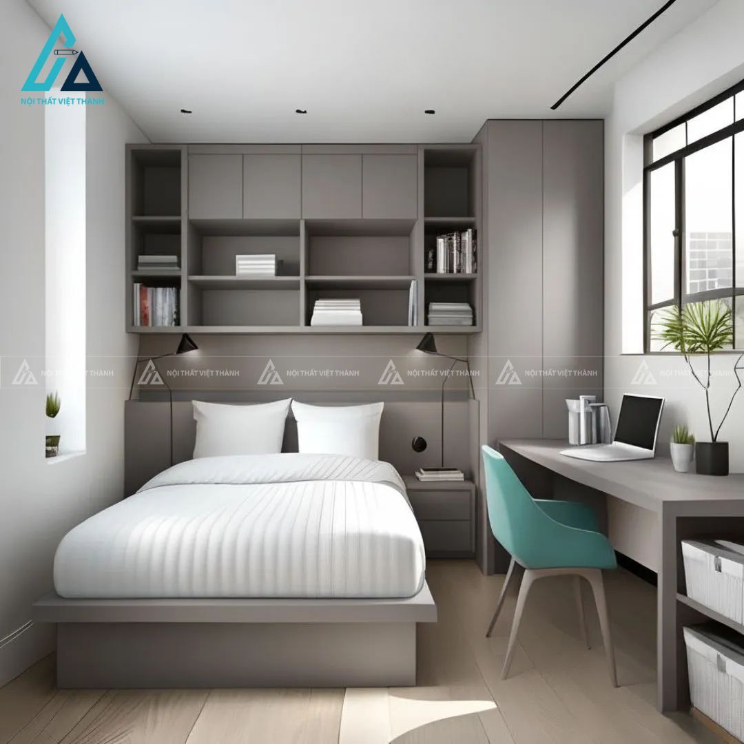 Combo phòng ngủ thiết kế đồng bộ hiện đại màu gỗ nổi bật 1