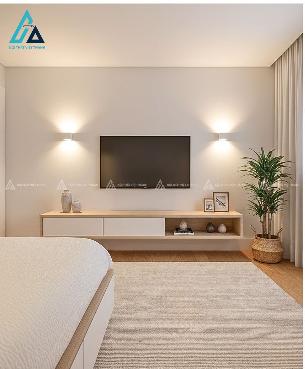 Combo giường ngủ tủ quần áo và kệ sách đèn led sang trọng 1