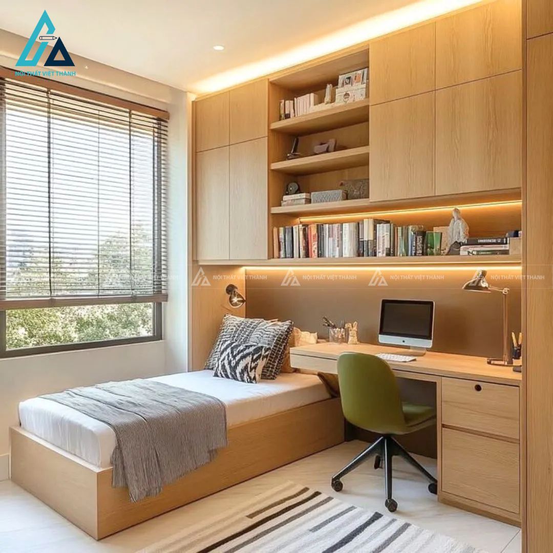 Combo phòng ngủ hiện đại thiết kế vuông vắn tủ quần áo và tab đầu giường