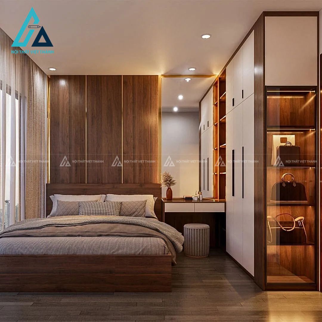 Combo phòng ngủ hiện đại giường hộp và tủ kịch trần cánh phẳng 1