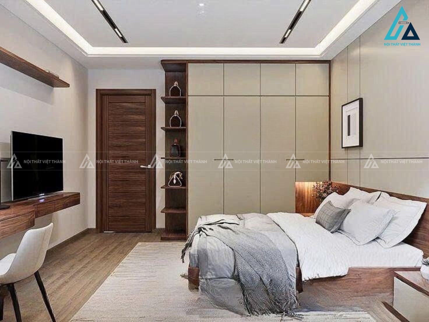 Combo phòng ngủ phong cách nhật bản và tủ đa năng hiện đại 1