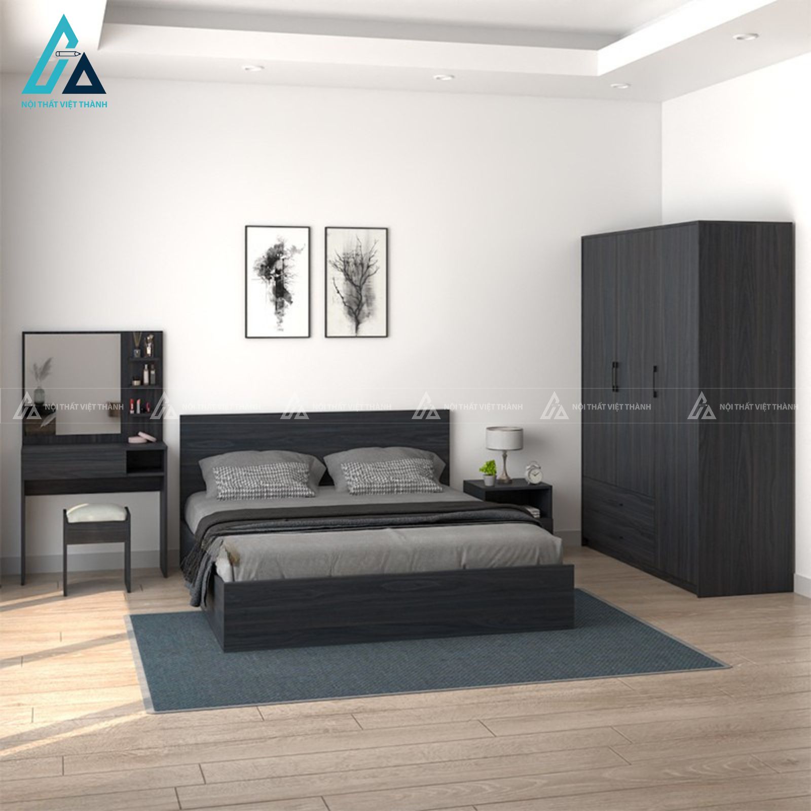 Combo phòng ngủ gỗ hiện đại tiết kiệm diện tích cho gia đình 1
