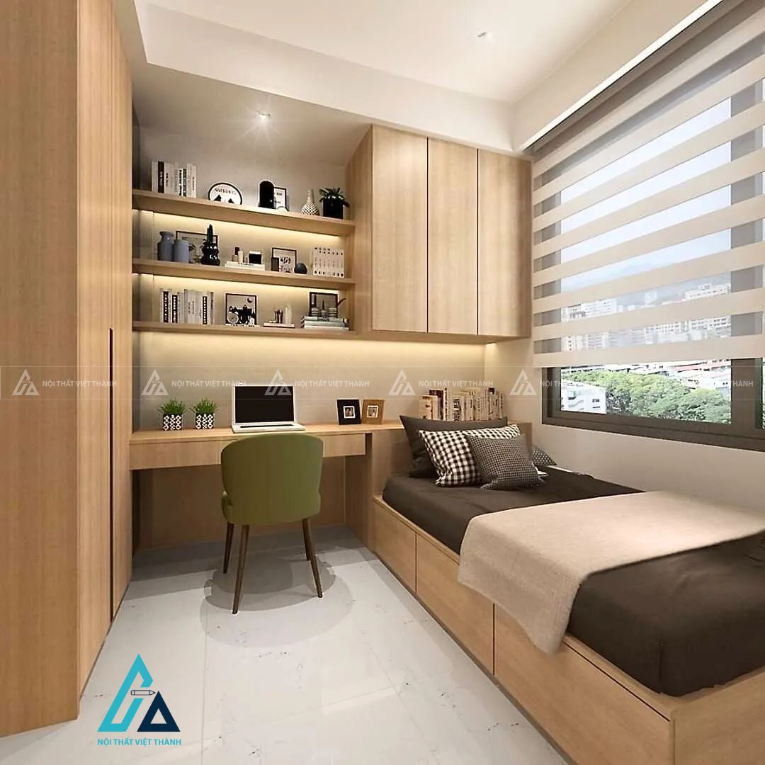 Combo phòng ngủ hiện đại thiết kế vuông vắn tủ quần áo và tab đầu giường 1