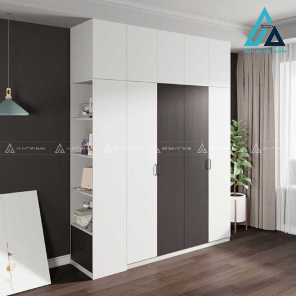 Combo phòng ngủ gỗ hiện đại tích hợp giường hộp và tủ lùa kịch trần 2