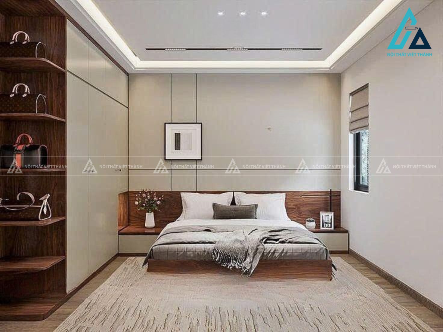 Combo phòng ngủ phong cách nhật bản và tủ đa năng hiện đại