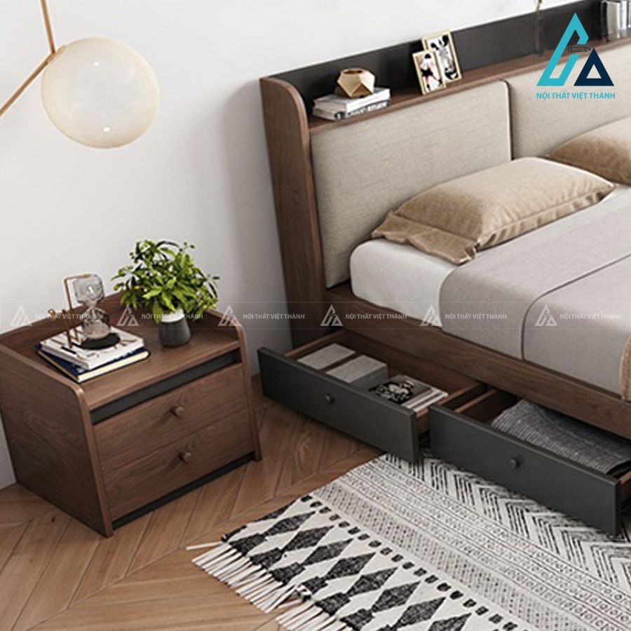 Combo phòng ngủ gỗ hiện đại tích hợp giường có kệ đầu và tủ đồ ngăn kéo 2