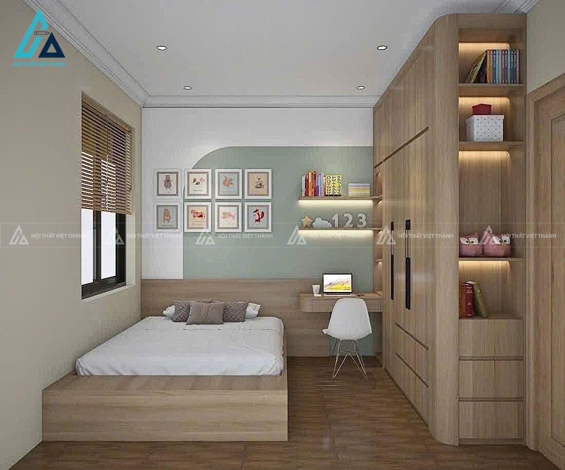 Combo phòng ngủ hiện đại tích hợp giường hộp và tủ áo bo kệ đèn led 1