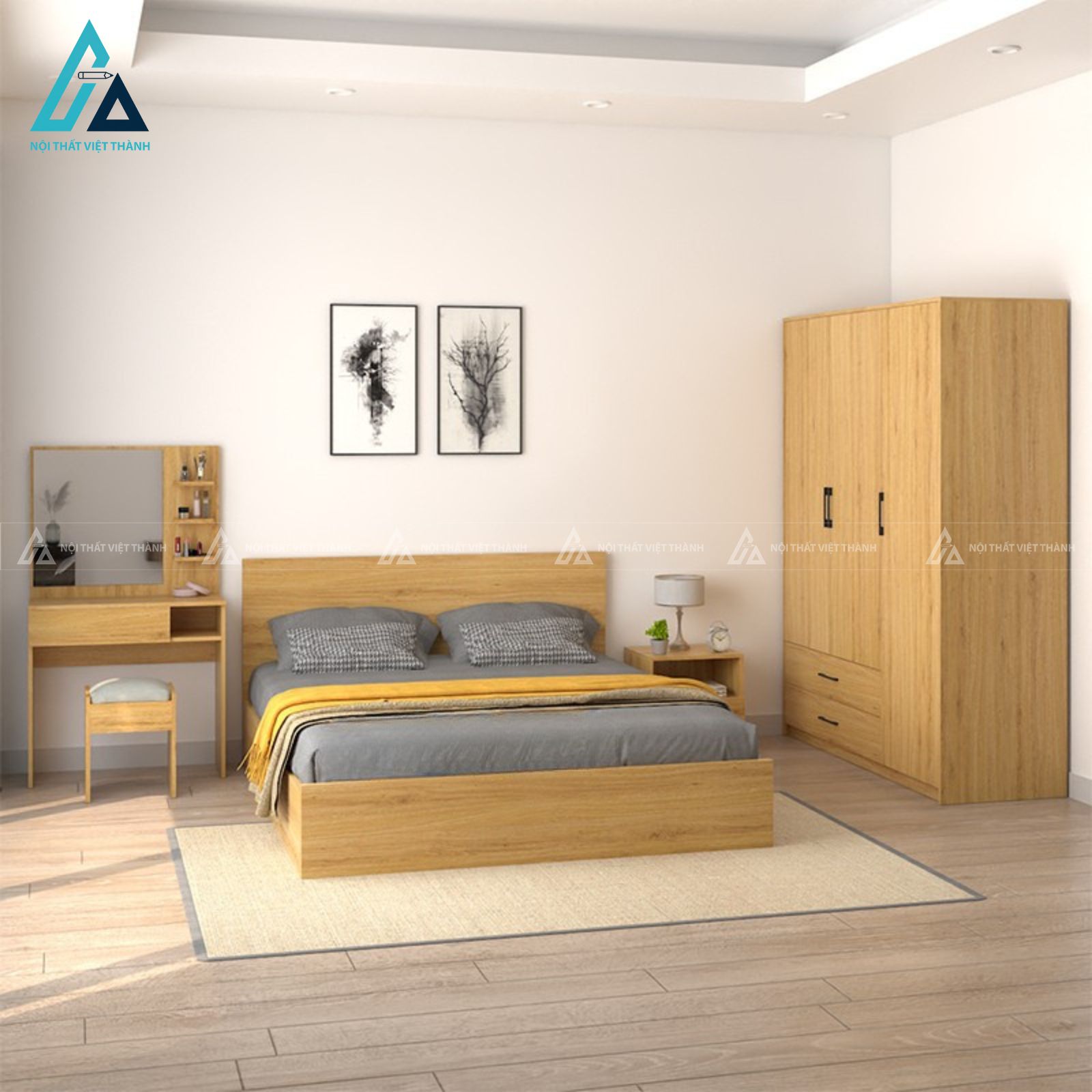 Combo phòng ngủ gỗ hiện đại tiết kiệm diện tích cho gia đình 2