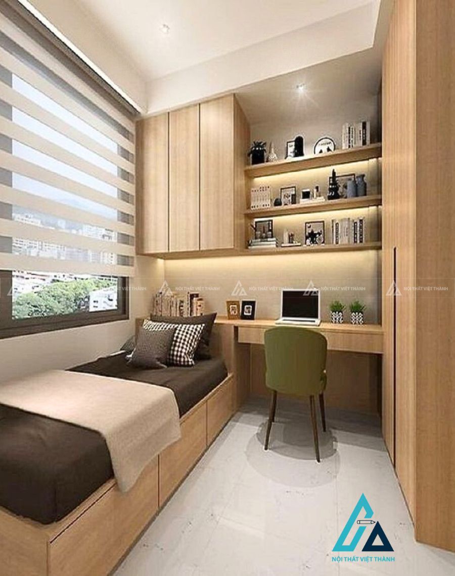 Combo phòng ngủ hiện đại thiết kế vuông vắn tủ quần áo và tab đầu giường 2
